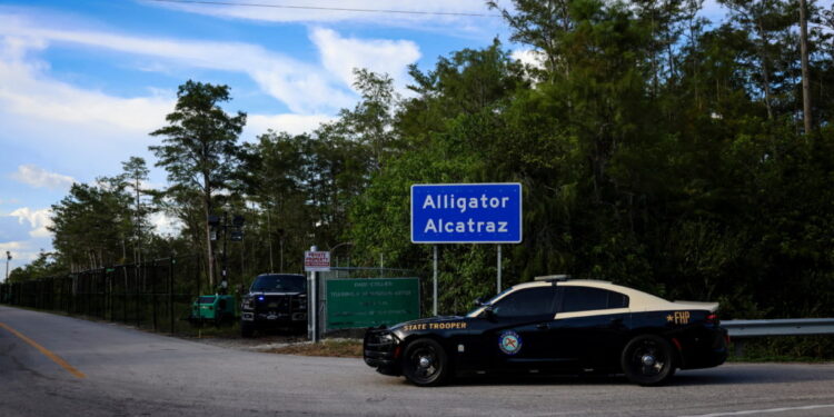 Exterior of "Alligator Alcatraz" ICE detention center in Ochopee