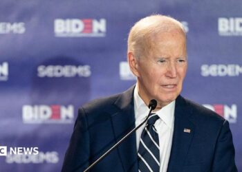 Joe Biden speaks in February