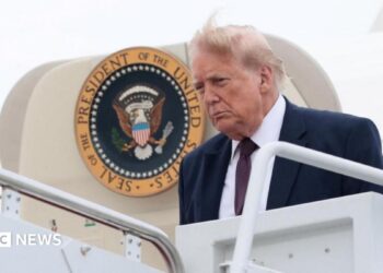 Donald Trump President of the United States of America US on his arrival ahead of a dinner with the President of the French Republic and his wife organised to celebrate the 250th anniversary of the independence of the United States at the Chateau de Versailles in Versailles France on June 17, 2026.