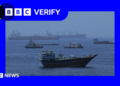 An image of ships in the Gulf of Oman with Verify branding