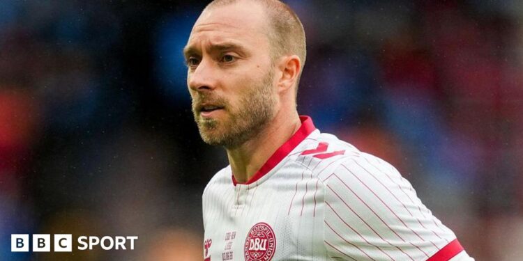 Christian Eriksen looks on during Denmark's friendly with DR Congo in June 2026