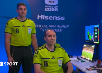 A picture showing the Netherlands v Japan VAR team