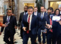 U.S. House Speaker Johnson (R-LA) walks to a vote, in Washington