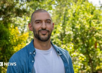 Marios, standing in front of trees