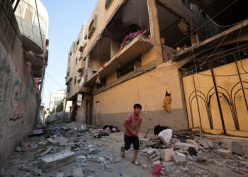 Aftermath of an Israeli strike on an apartment in Gaza City