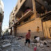 Aftermath of an Israeli strike on an apartment in Gaza City