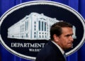Acting U.S. Attorney General Blanche and Secretary of Homeland Security Mullin hold a press conference on unaccompanied mi...