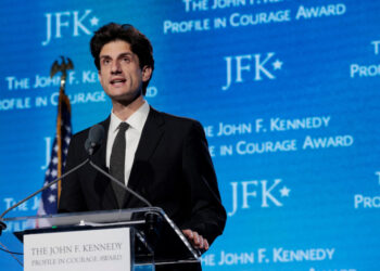 Jack Schlossberg speaks during the 2026 John F. Kennedy Profile in Courage Award ceremony