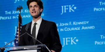 Jack Schlossberg speaks during the 2026 John F. Kennedy Profile in Courage Award ceremony