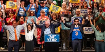 Zohran Mamdani and Bernie Sanders campaign with far-left Democratic Party candidates