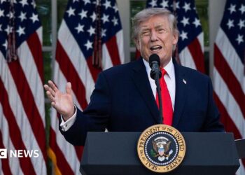 President Donald Trump speaks during a Rose Garden Club dinner at the White House on June 25, 2026 in Washington, DC. Trump hosted US farmers from Iowa in the newly renovated Rose Garden.