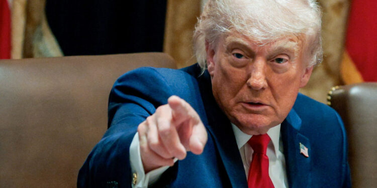 U.S. President Donald Trump participates in a cabinet meeting, at the White House