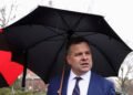 FILE PHOTO: U.S. Federal Housing Finance Agency Director Bill Pulte speaks with reporters in Washington