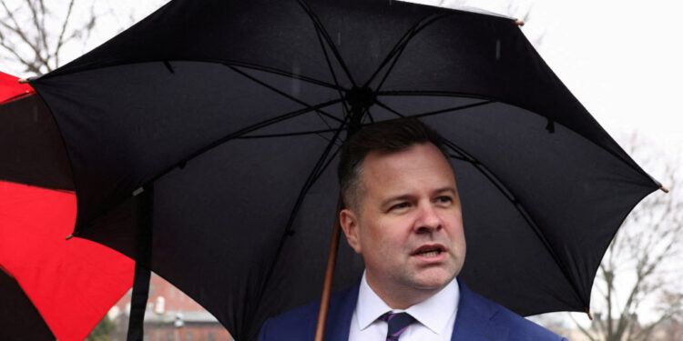 FILE PHOTO: U.S. Federal Housing Finance Agency Director Bill Pulte speaks with reporters in Washington