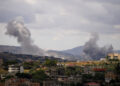 Smoke billows from southern Lebanon, following Israeli strikes, as seen from Nabatieh