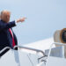 U.S. President Trump boards Air Force One en route to Eau Claire, Wisconsin, at Joint Base Andrews