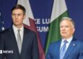 File photo showing Jared Kushner (L) and Steve Witkoff (R) at US-Iran talks at the Buergenstock resort in Obbuergen, near Lucerne, Switzerland (21 June 2026)