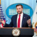 U.S. Vice President JD Vance holds a press briefing at the White House in Washington