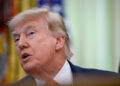 U.S. President Donald Trump speaks in the Oval Office at the White House