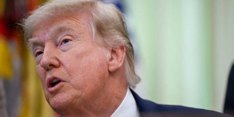 U.S. President Donald Trump speaks in the Oval Office at the White House