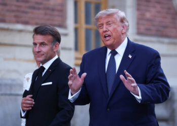 Dinner commemorating the 250th anniversary of the United States’ independence at the Palace of Versailles, near Paris