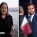 Jessica Parker in a split screen with JD Vance.