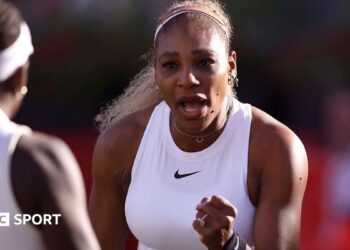 Serena Williams volleys