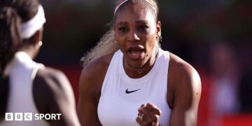 Serena Williams volleys