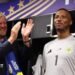 King Willem-Alexander of the Netherlands and Curacao goalkeeper Eloy Room