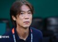 South Korea coach Hong Myung-bo before the match with South Africa