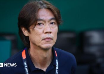 South Korea coach Hong Myung-bo before the match with South Africa
