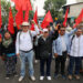 Dissident teachers from Mexico's National Coordination of Education Workers (CNTE) march toward Ciudad de Mexico Stadium