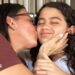 Karina (left) kisses her daughter Fabiana.