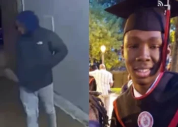 Malang Touray (right) was killed nearly four years ago by an unknown individual (left).