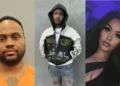 Khiyea Kawaun Sanders (left) is accused of killing Darrell Hall (middle) and India Thomas (right).