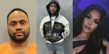 Khiyea Kawaun Sanders (left) is accused of killing Darrell Hall (middle) and India Thomas (right).