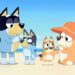 Bluey characters at a beach with Australian Indigenous face paint