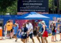 "Event Postponed" signage during the Great American State Fair on the National Mall in Washington, DC on Friday