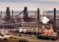An aerial view of British Steel's Scunthorpe works on July 16, 2026 in Scunthorpe, England.