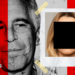 A designed composite image featuring a grainy background image of Jeffrey Epstein, partly tinted in red, and in the foreground, a Polaroid style image of a young woman, whose face in obscured with a black redaction.