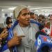 Luis Manuel Otero Alcántara speaks to journalists at Miami airport.