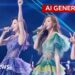 An AI generated image of a K-pop girl group singing on stage