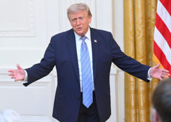 U.S. President Donald Trump addresses the nation from the White House in Washington