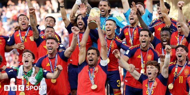 Spain celebrate winning the men's World Cup