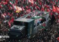 Iranians take part in the funeral procession for the late Iranian Supreme Leader Ayatollah Ali Khamenei in Tehran, Iran (6 July 2026)