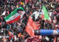 Thousands of mourners gather on a boulevard in Mashhad, northeastern Iran, ahead of the burial of Iran's late Supreme Leader Ayatollah Ali Khamenei (9 July 2026)