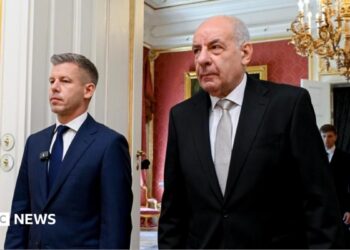 Hungarian Prime Minister Péter Magyar (left) and Hungarian President Tamás Sulyok in Budapest. Photo: 12 May 2026