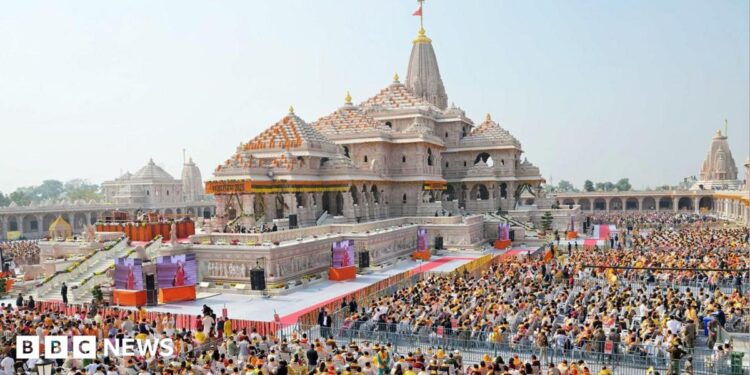 Outside view of the Ram Mandir