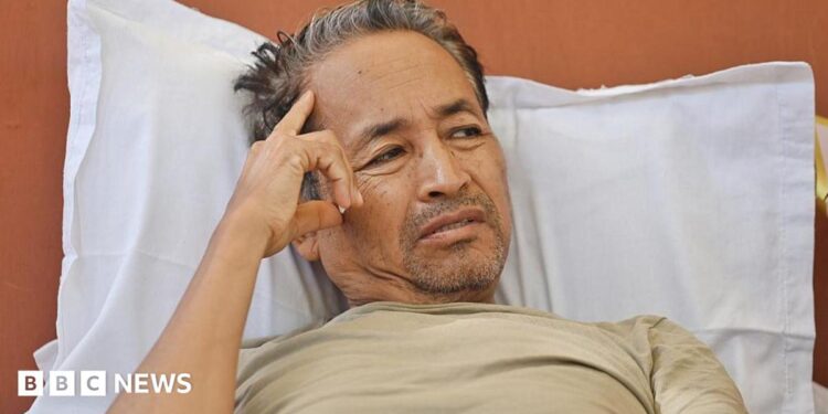 Activist Sonam Wangchuk continues his indefinite hunger strike for the nineteenth consecutive day in solidarity with the Cockroach Janta Party (CJP), demanding the immediate resignation of Union Education Minister Dharmendra Pradhan following unprecedented paper leak irregularities during the national NEET-UG 2026 medical entrance examinations, at Jantar Mantar, on July 16, 2026 in New Delhi, India.