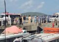 Ambulances line up on a pier to help victims after a tourist vessel capsized off Phu Quoc island in southern Vietnam. Photo: 11 July 2026